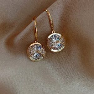 🆕 Rose Gold | Round White Zircon | Crystal Earrings |